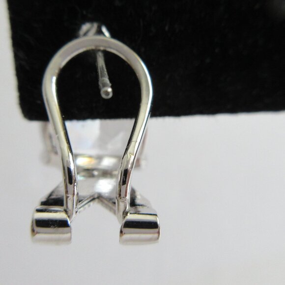 Pear Shape Faceted Crystal Rhinestone Stud Lever Back Earrings Silver Tone - Picture 6 of 11